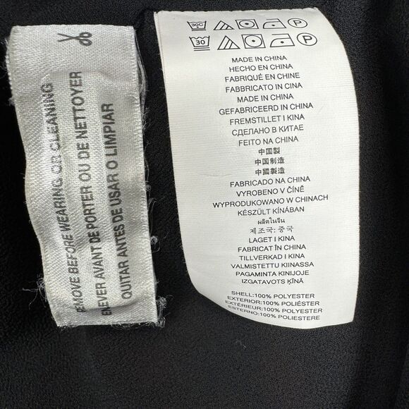 Michael Kors Chiffon Dress Black Red Size 12 Sheer Long Sleeve Lined Camisole - Picture 16 of 16